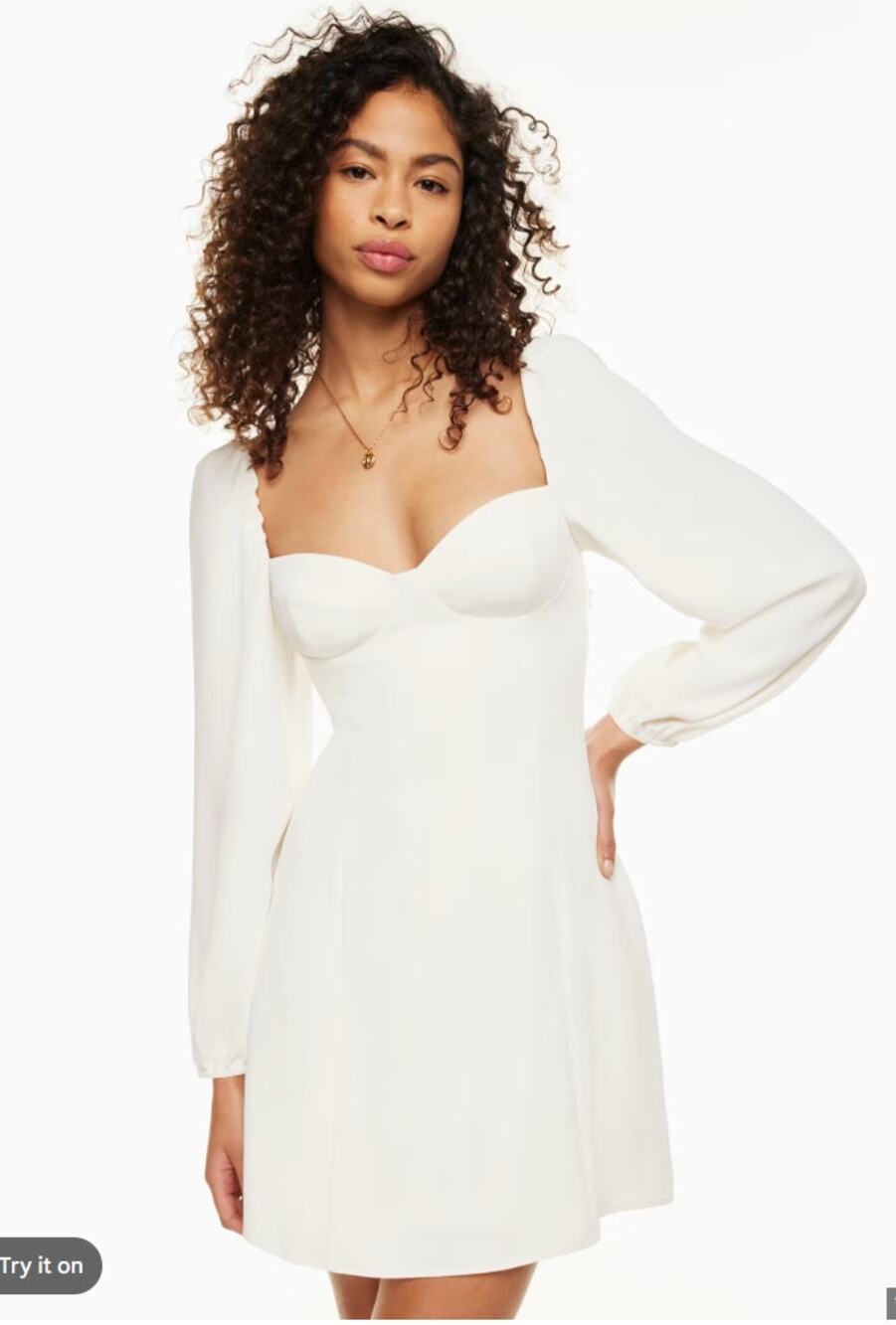Wilfred Aritzia Novella Dress size 4 Puff Sleeve Smocked Mini White
